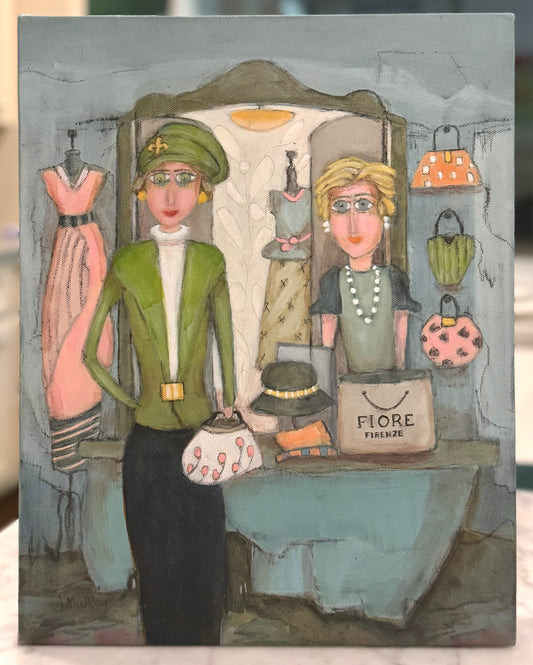 FIORE – Original Acrylic Painting of Florence Fashion by Judie Mulkey - 11" x 14"