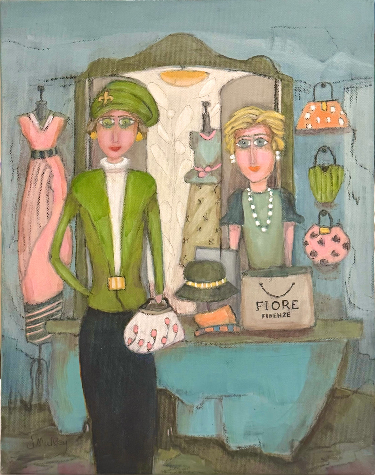 FIORE – Original Acrylic Painting of Florence Fashion by Judie Mulkey - 11" x 14"