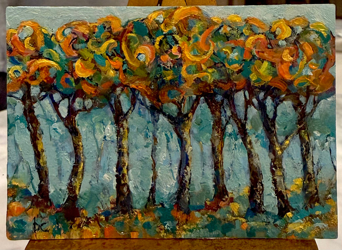 Forest in Rhythm — Original Oil Painting by Beth Capogrossi — 3” x 4.25”