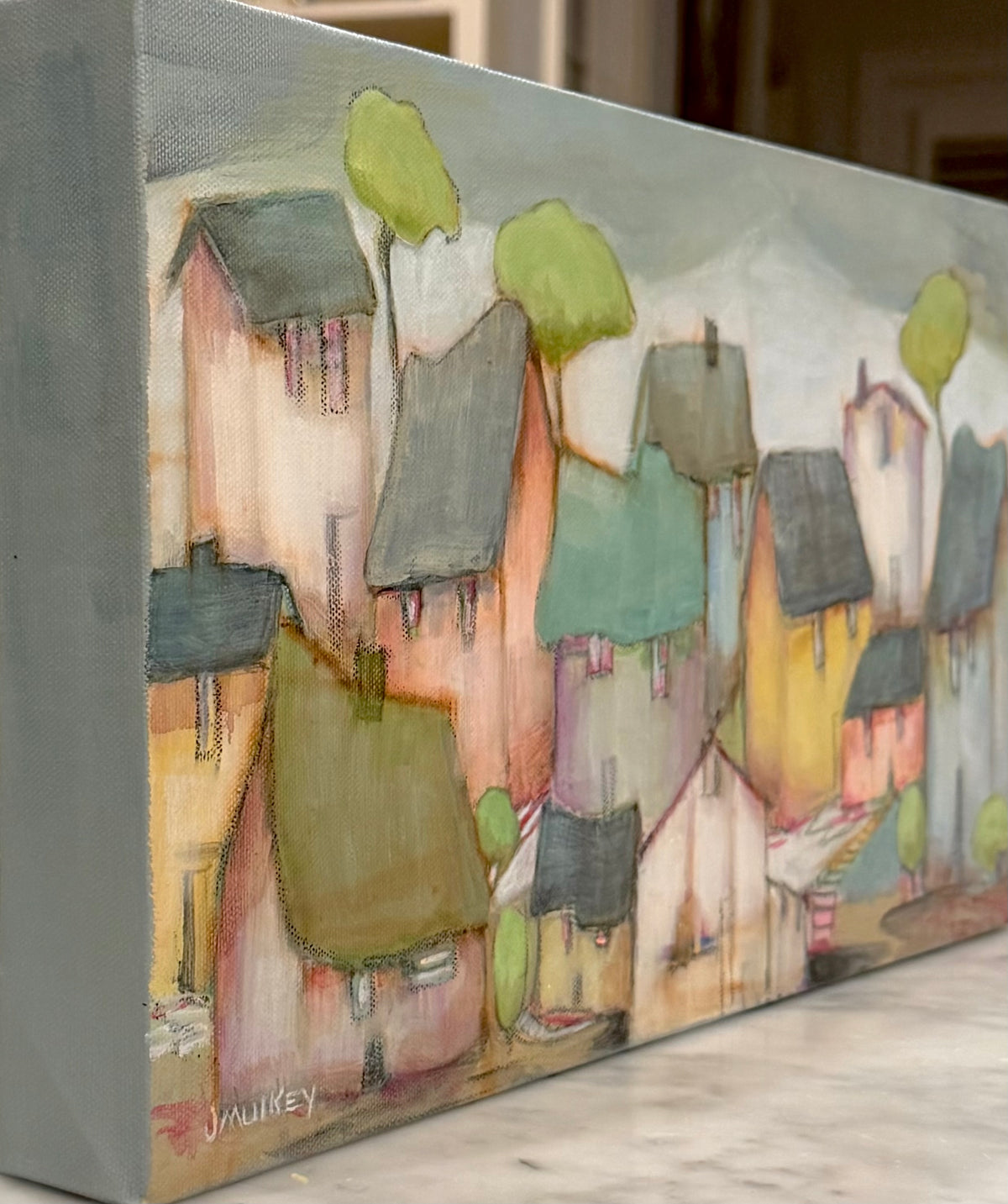 Whispering Village — Original Acrylic Painting by Judie Mulkey — 9” x 18”