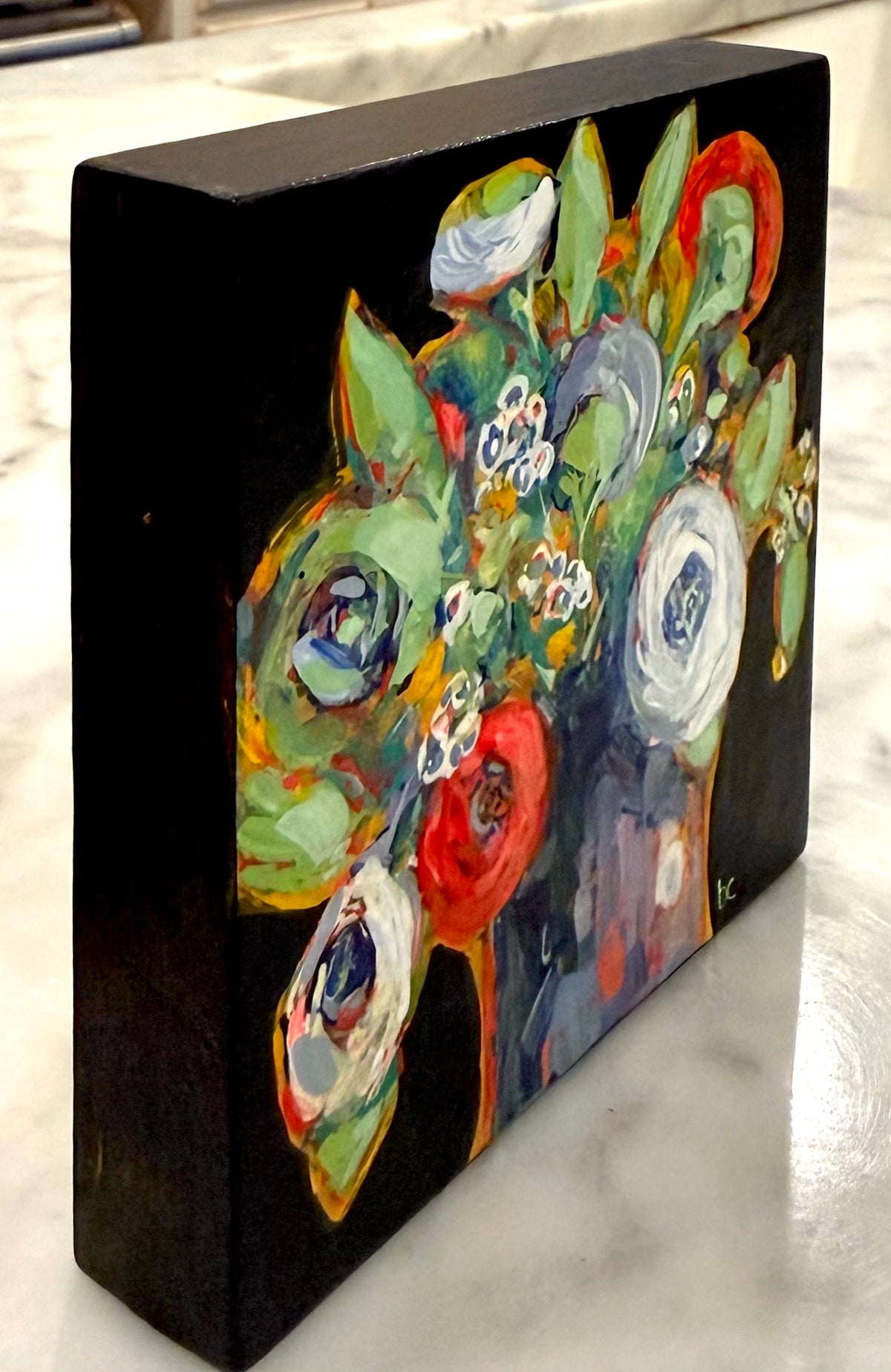 HOT SHOTS — Original Acrylic Painting by Beth Capogrossi — 4” x 4”