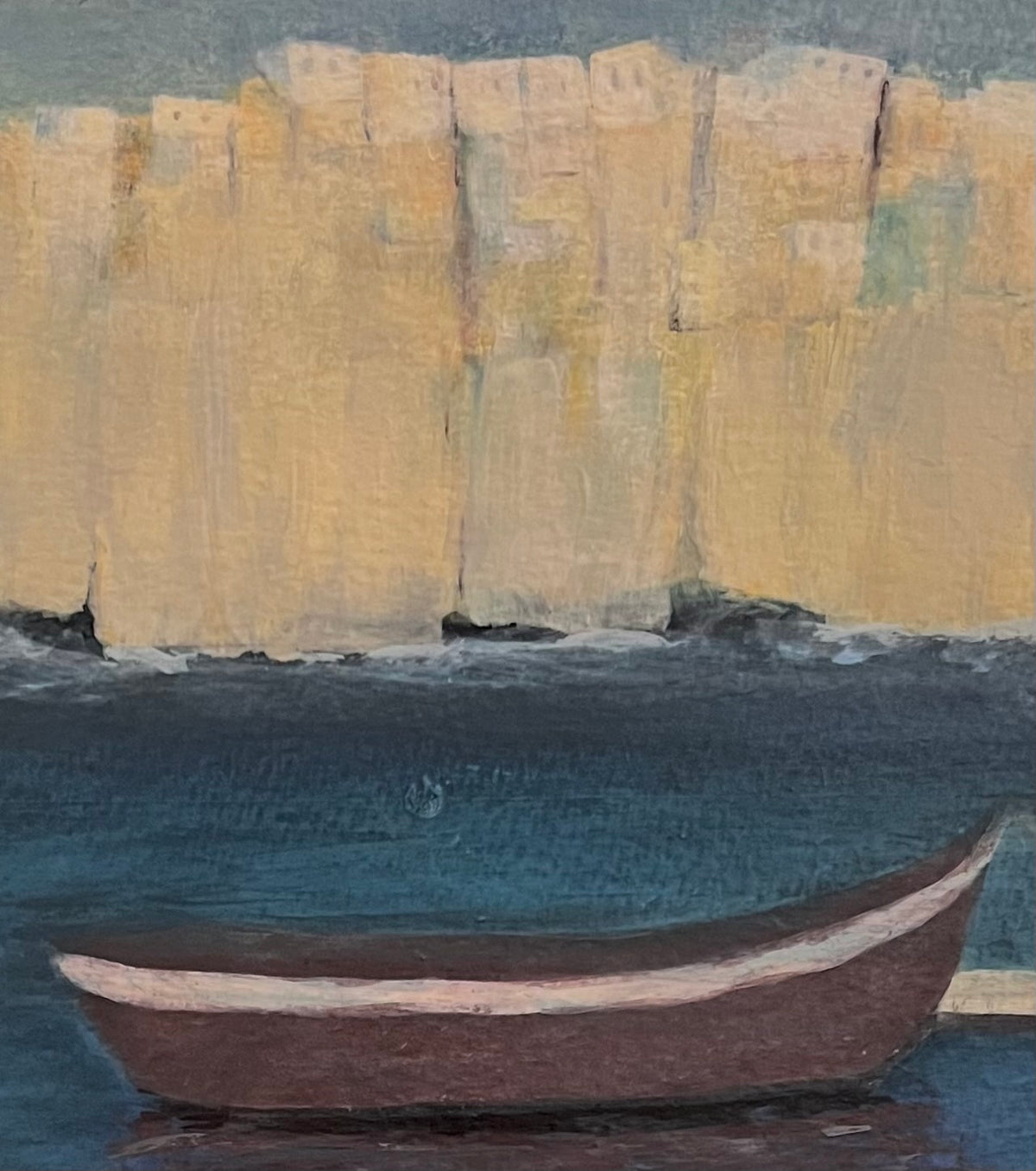 Mykonos From The Sea - Original Acrylic Painting by Deborah Herndon - 12" x 14"