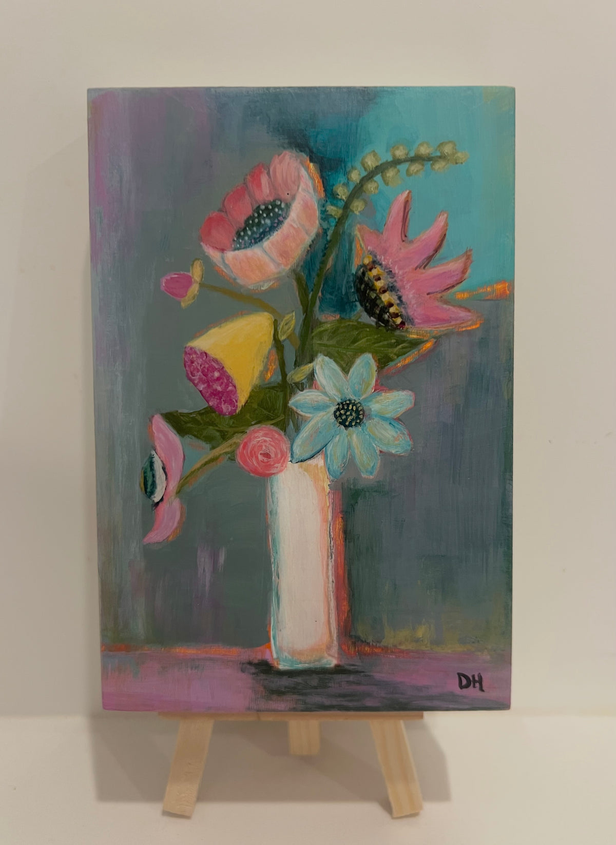 The Improbable Bouquet — Original Acrylic Painting by Deborah Herndon — 4” x 6”