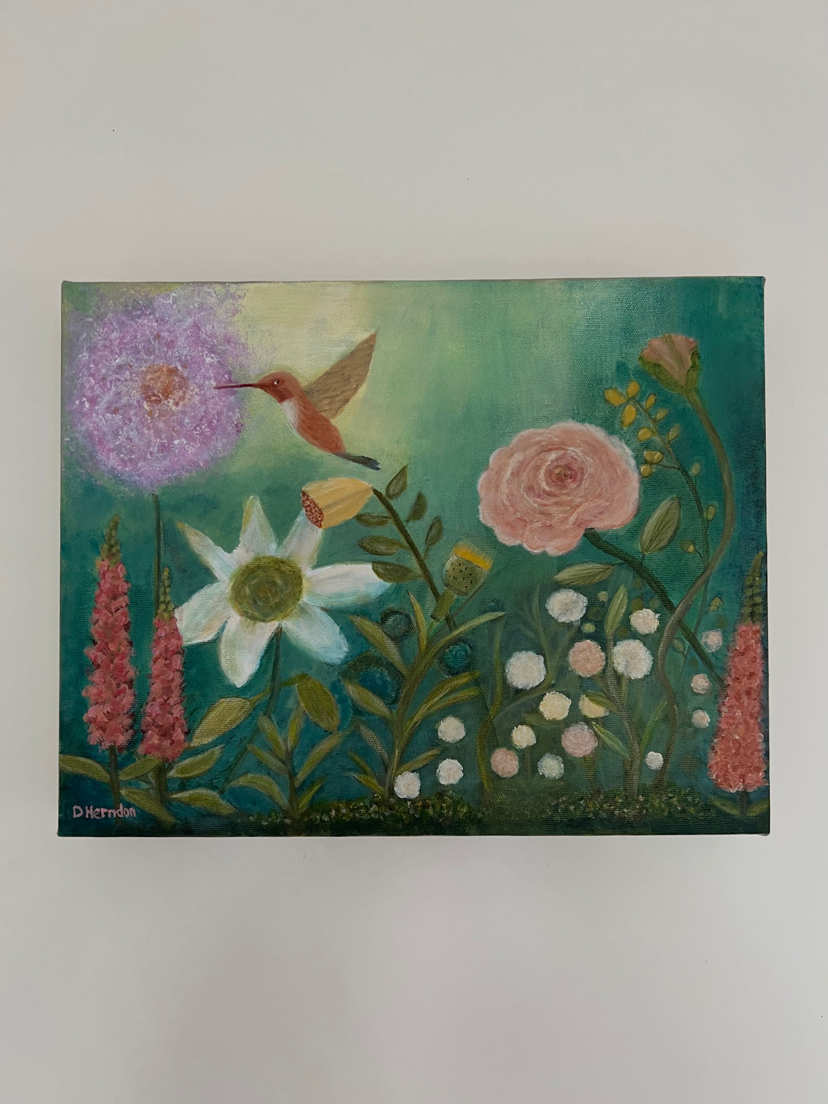 Hummingbird Dreams — Original Acrylic Painting by Deborah Herndon — 11” x 14”