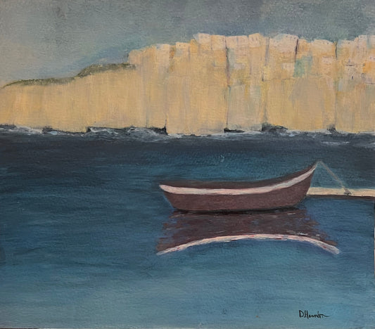 Mykonos From The Sea - Original Acrylic Painting by Deborah Herndon - 12" x 14"