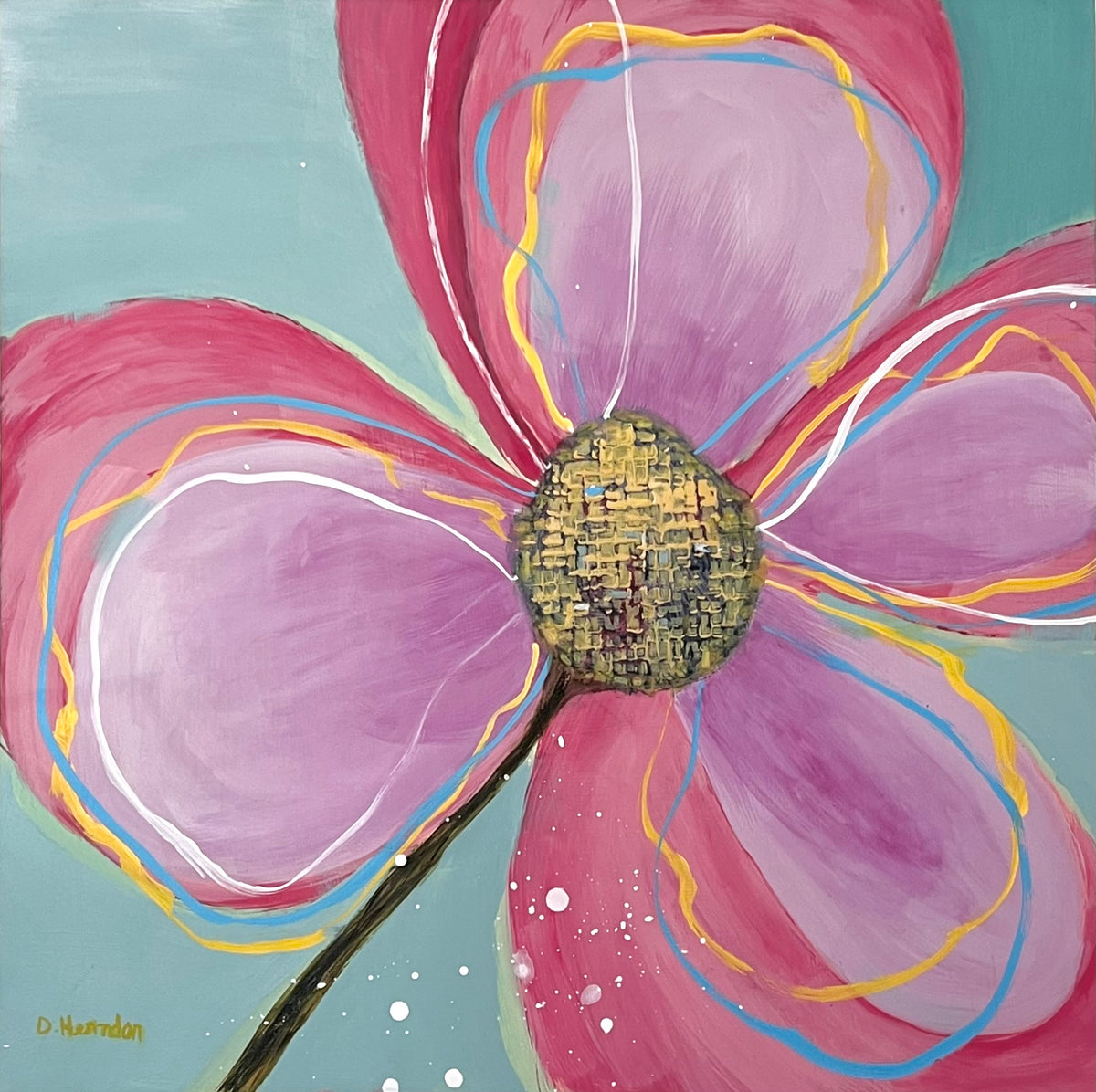 Sweeping Petals — Original Acrylic Painting by Deborah Herndon — 18” × 18”