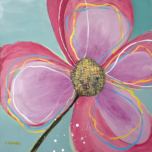 Sweeping Petals — Original Acrylic Painting by Deborah Herndon — 18” × 18”