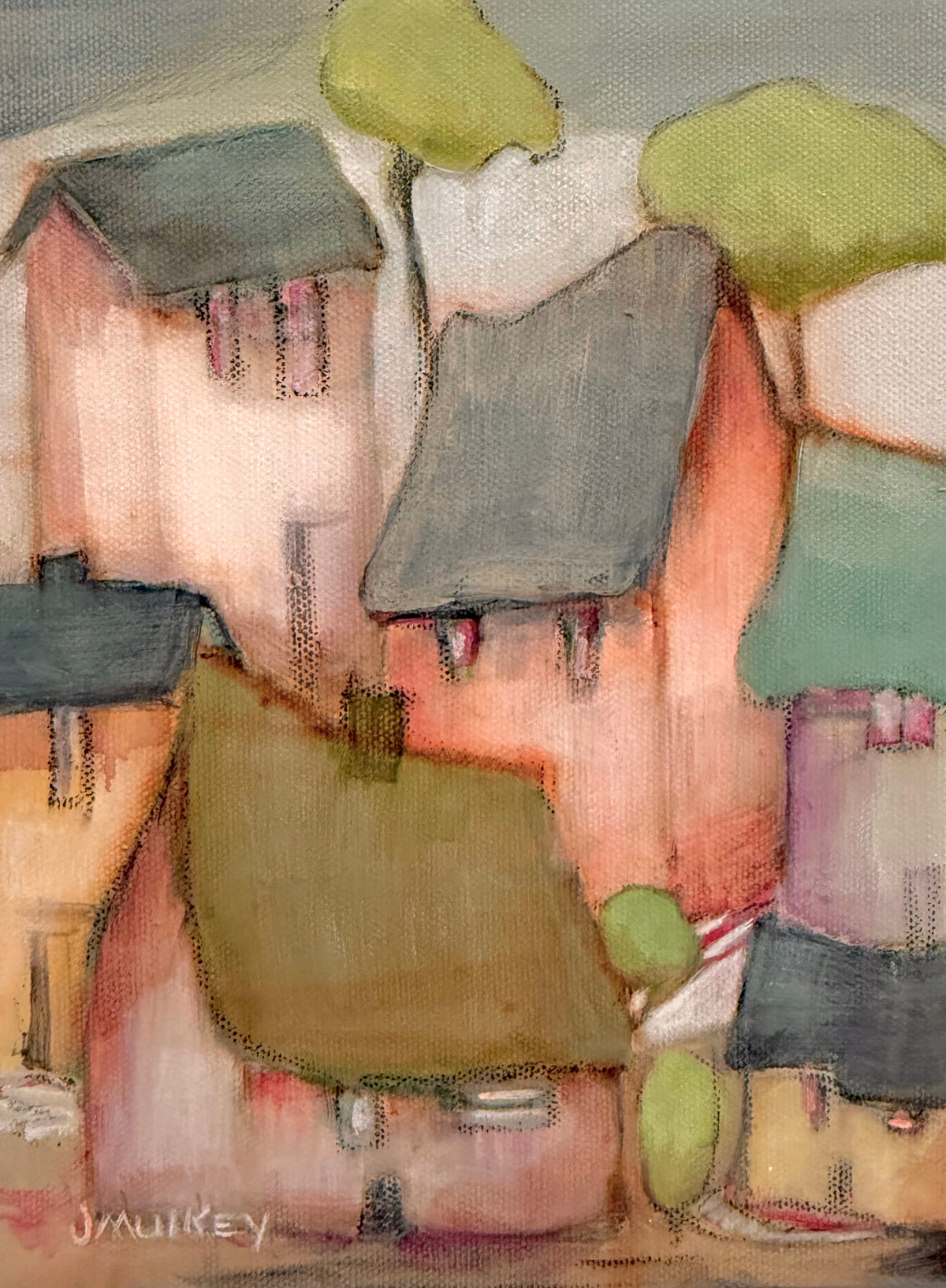 Whispering Village — Original Acrylic Painting by Judie Mulkey — 9” x 18”