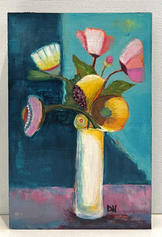 The Unlikely Bouquet — Original Acrylic Painting by Deborah Herndon — 4” x 6”