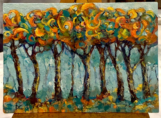 Forest in Rhythm — Original Oil Painting by Beth Capogrossi — 3” x 4.25”
