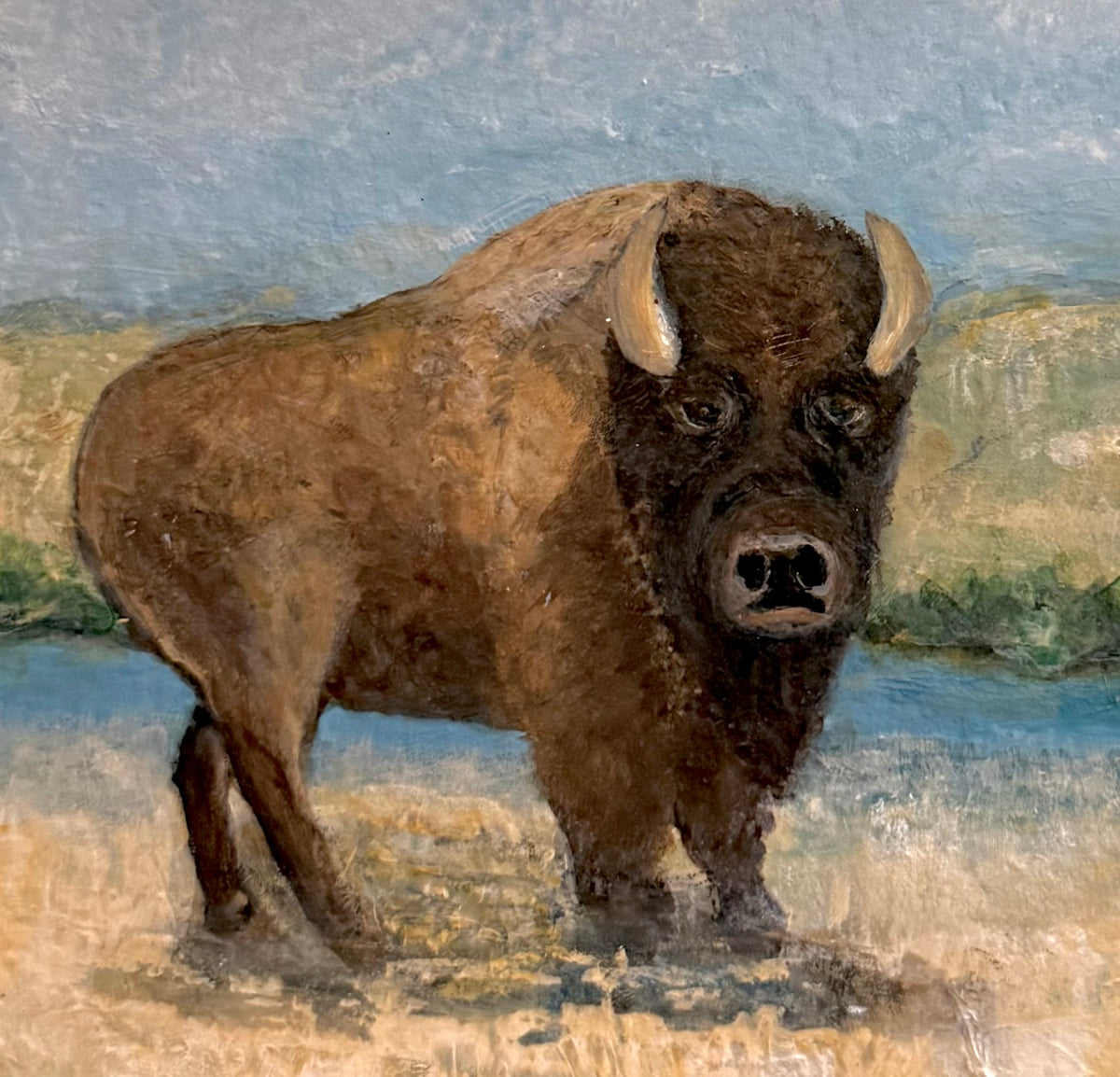 Guardian of the Plains - Original Acrylic Painting by Deborah Herndon - 5" x 7"