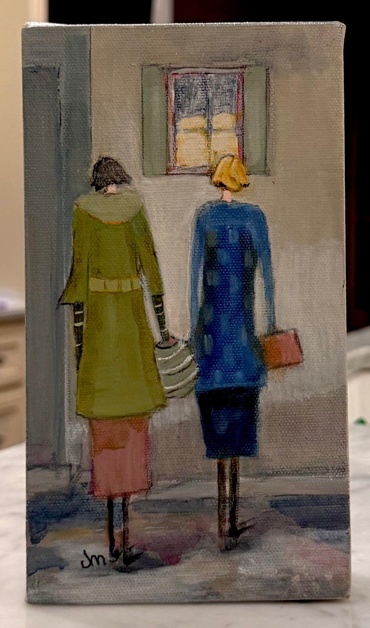 9 TO 5 – Original Acrylic Painting by Judie Mulkey - 4 1/2” x 8”