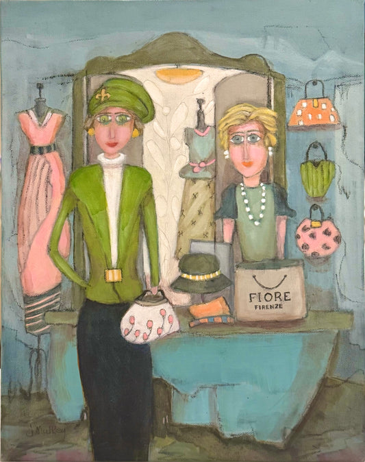 FIORE – Original Acrylic Painting of Florence Fashion by Judie Mulkey - 11" x 14"