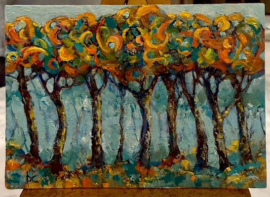 Forest in Rhythm — Original Oil Painting by Beth Capogrossi — 3” x 4.25”