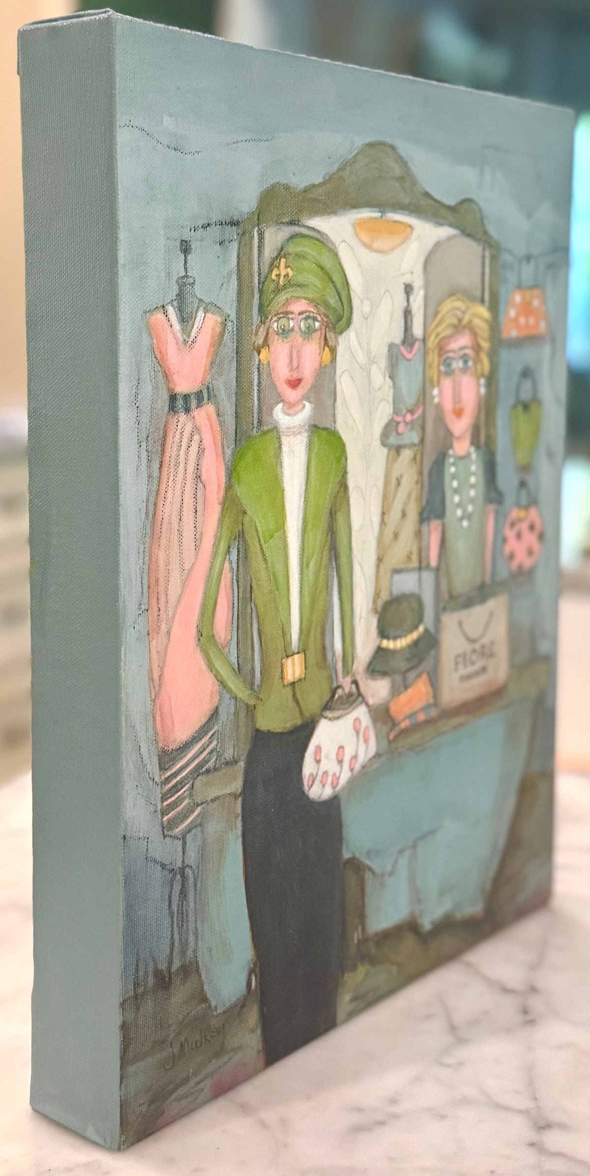 FIORE – Original Acrylic Painting of Florence Fashion by Judie Mulkey - 11" x 14"