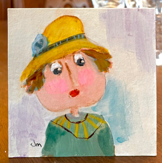 Olive and Her Sisters - Original Acrylic Painting by Judie Mulkey - 4" x 4"