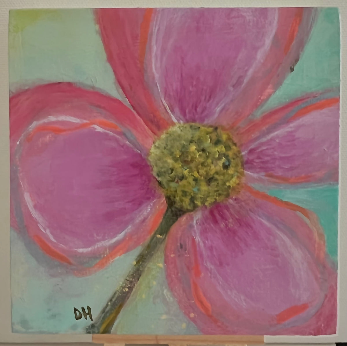 Petite Sweeping Petals — Original Acrylic Painting by Deborah Herndon — 4” × 4”