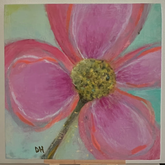 Petite Sweeping Petals — Original Acrylic Painting by Deborah Herndon — 4” × 4”