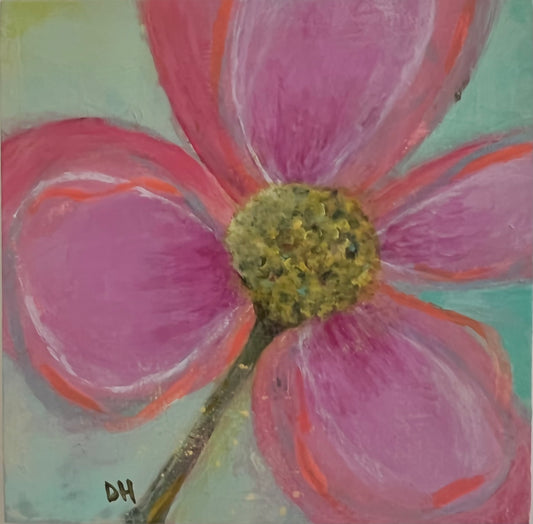 Petite Sweeping Petals — Original Acrylic Painting by Deborah Herndon — 4” × 4”