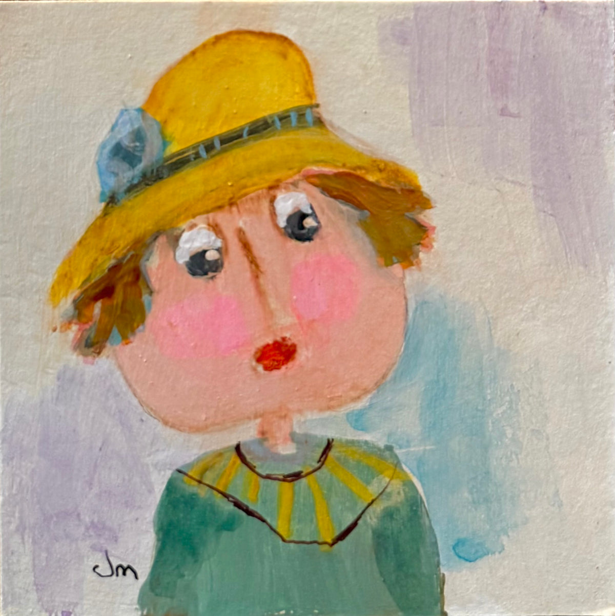 Olive and Her Sisters - Original Acrylic Painting by Judie Mulkey - 4" x 4"