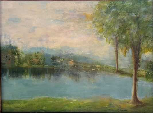 Original Acrylic Painting, Pond at Nilo by Deborah Herndon, 12” x 16”