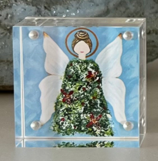 Angel of Joy — 2” Square Acrylic Block Art Print by Deborah Herndon