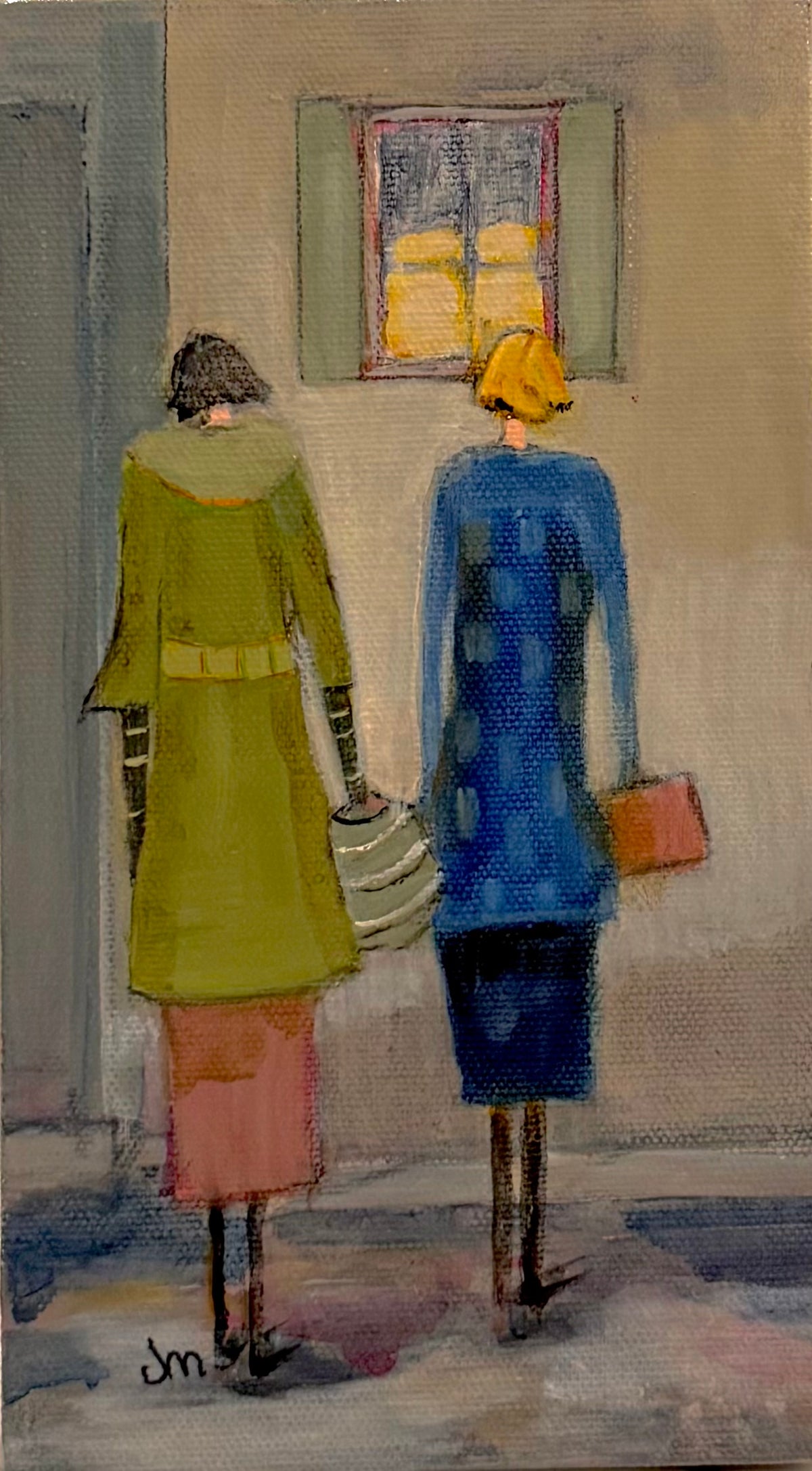 9 TO 5 – Original Acrylic Painting by Judie Mulkey - 4 1/2” x 8”