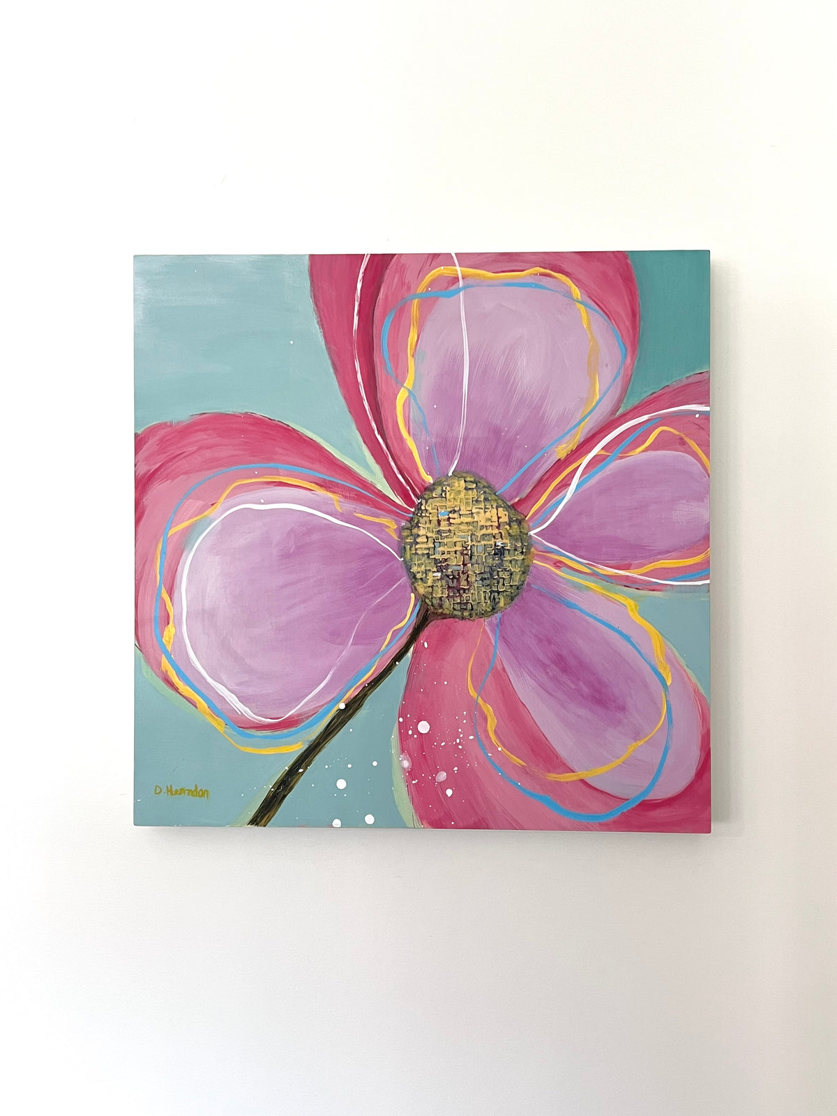 Sweeping Petals — Original Acrylic Painting by Deborah Herndon — 18” × 18”