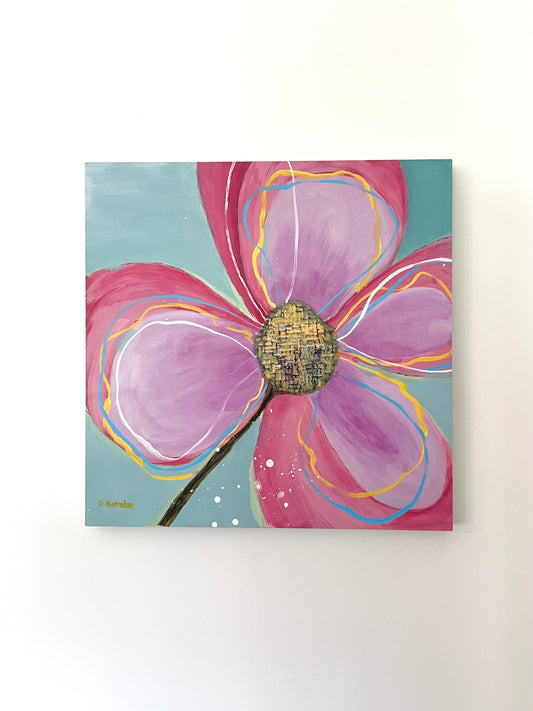 Sweeping Petals — Original Acrylic Painting by Deborah Herndon — 18” × 18”